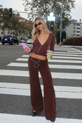 Wide Leg Foldover Trousers