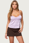 Blanca Satin Effect Lace Trim Tank Top