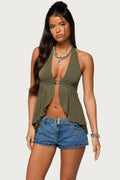 Skye Backless Split Front Halter Top