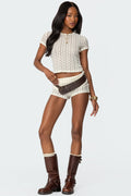 Rye Sheer Textured Foldover Shorts