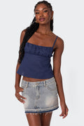 Linen Look Open Back Top