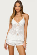 Arlie Floral Texured Sheer Halter Top