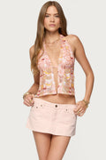 Mermaid Backless Sequin Split Front Top