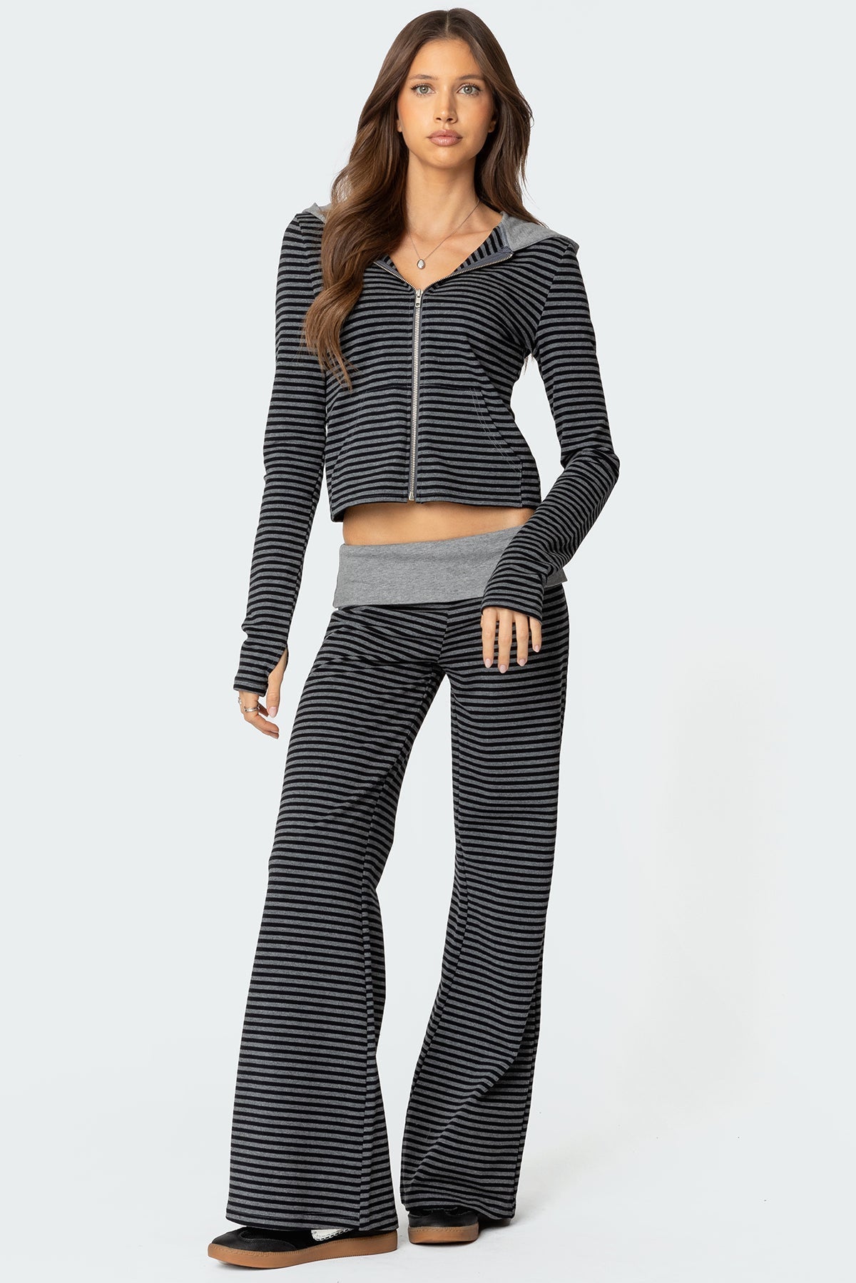 Meggy Striped Foldover Trousers