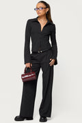 Pinstripe Tailored Straight Leg Trousers