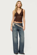 Della Waist Scarf Low Rise Baggy Jeans