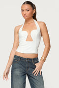 Stassy Abstract Cutout Halter Top