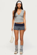 Nour Contrast Striped Foldover Shorts