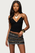 Zasha Clear Straps V Neck Top
