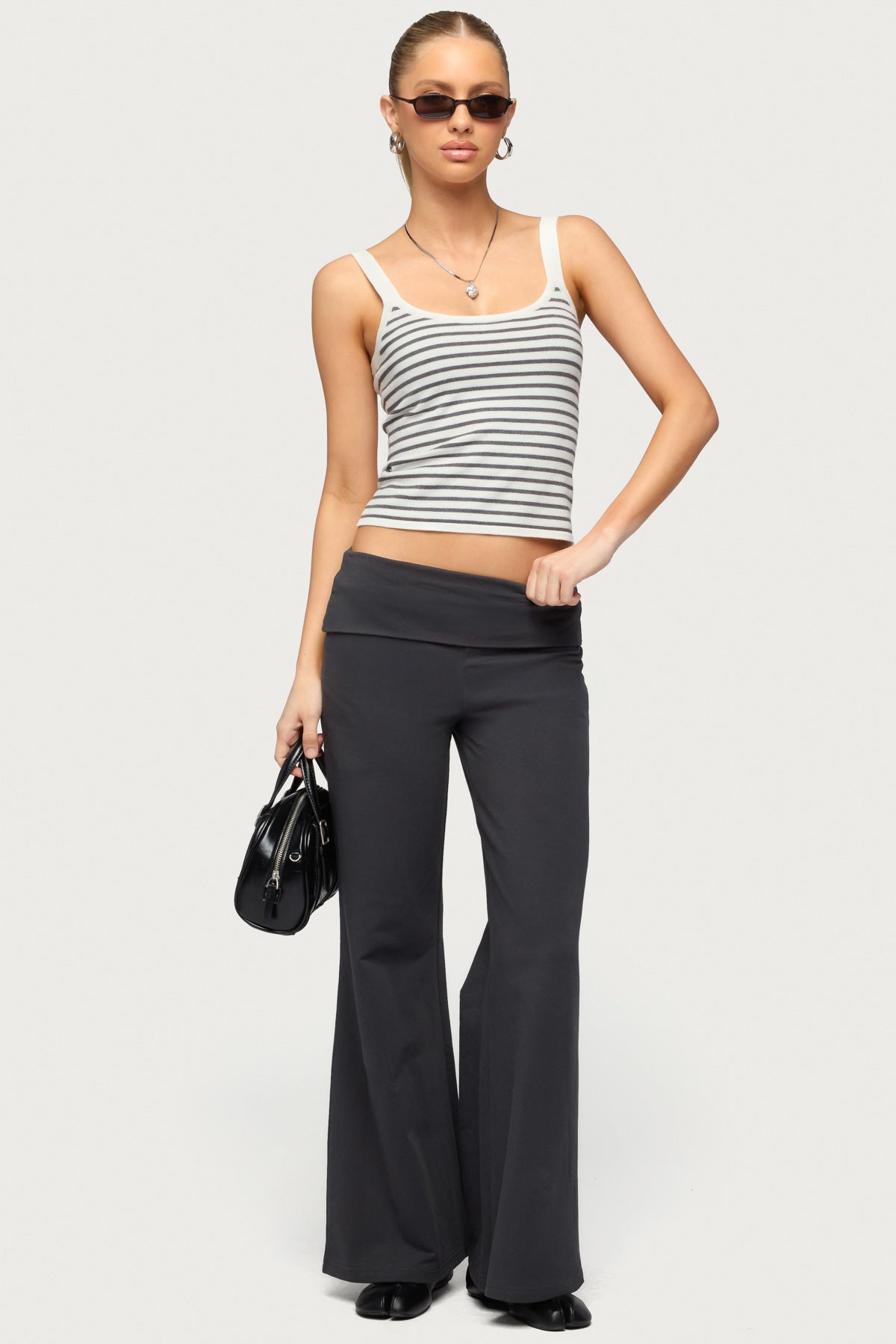 Petite Wide Leg Fold Over Trousers