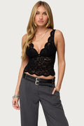 Araura Lace Velvet Floral Top