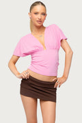 Flutter Plunging V Neck Top