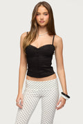 Helenna Button Front Lace Up Top