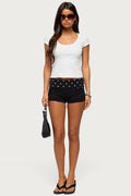 Kizzy Polka Dot Foldover Micro Shorts