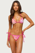 Hanai Floral Rhinstone Triangle Bikini Top