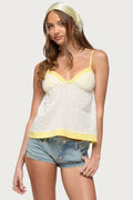 Mavie Contrast Eyelet Babydoll Tank Top